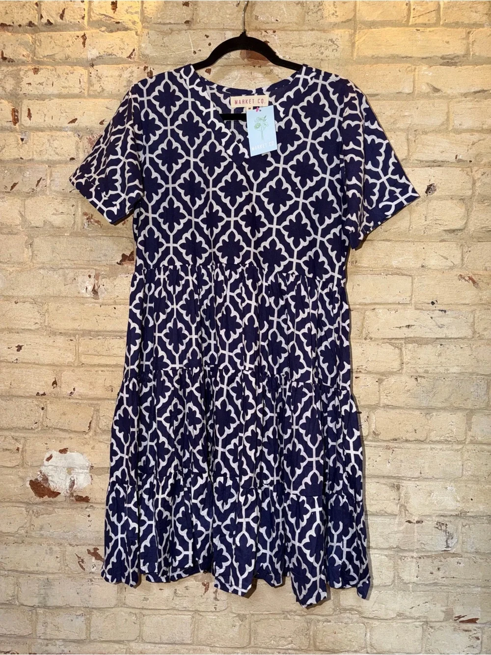 Market Co Britta Short Sleeve Navy Block Dress